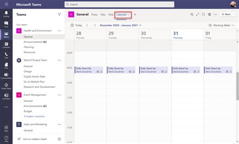 chanel calander|show multiple calendars in teams.